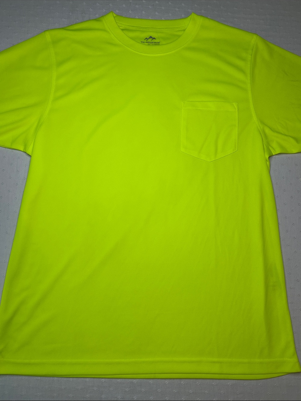 Tri-mountain performance K020pcn vital pocket safety crew lime green t-shirt